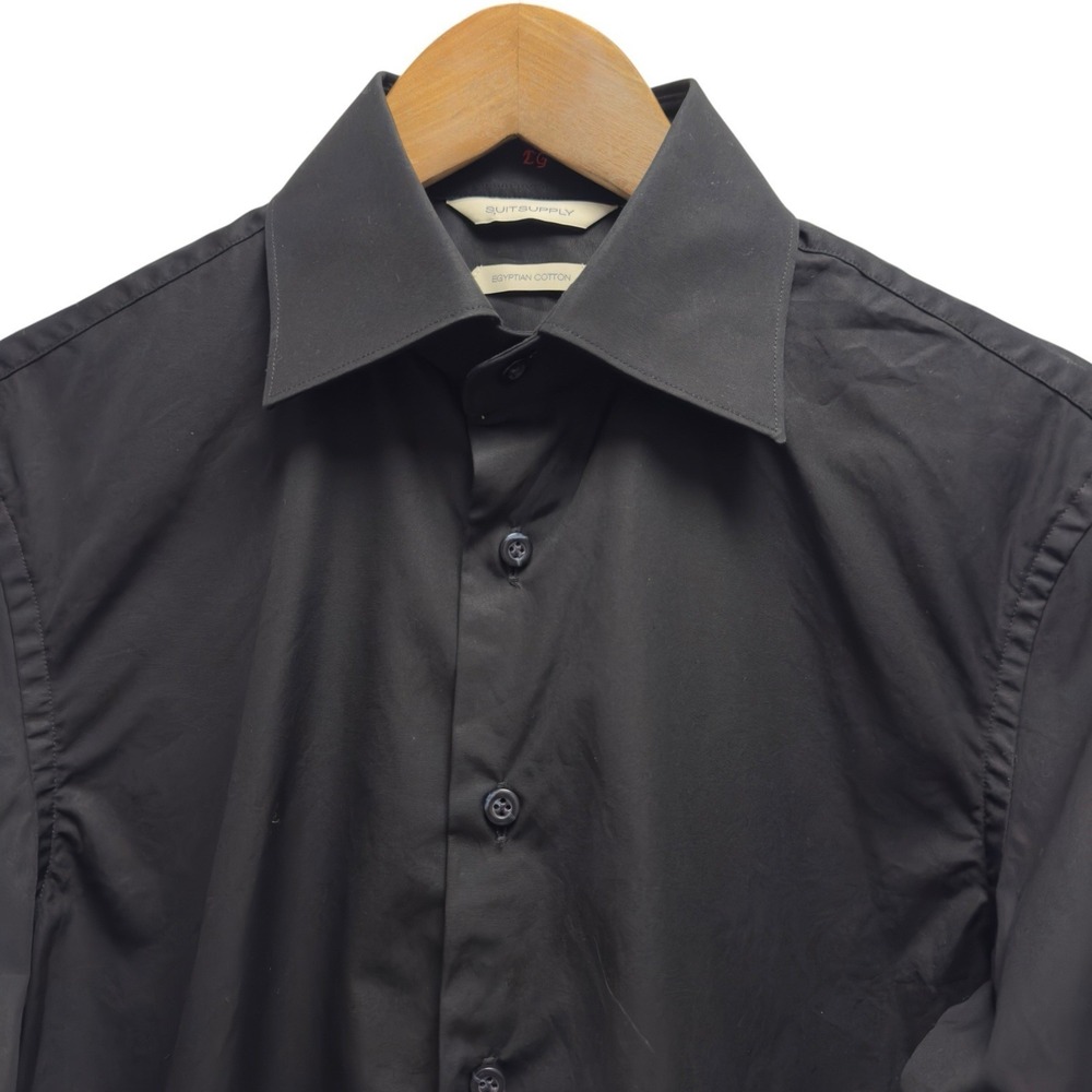 Suitsupply Men's Size Small Egyptian Cotton Black French Cuff Dress Shirt euc